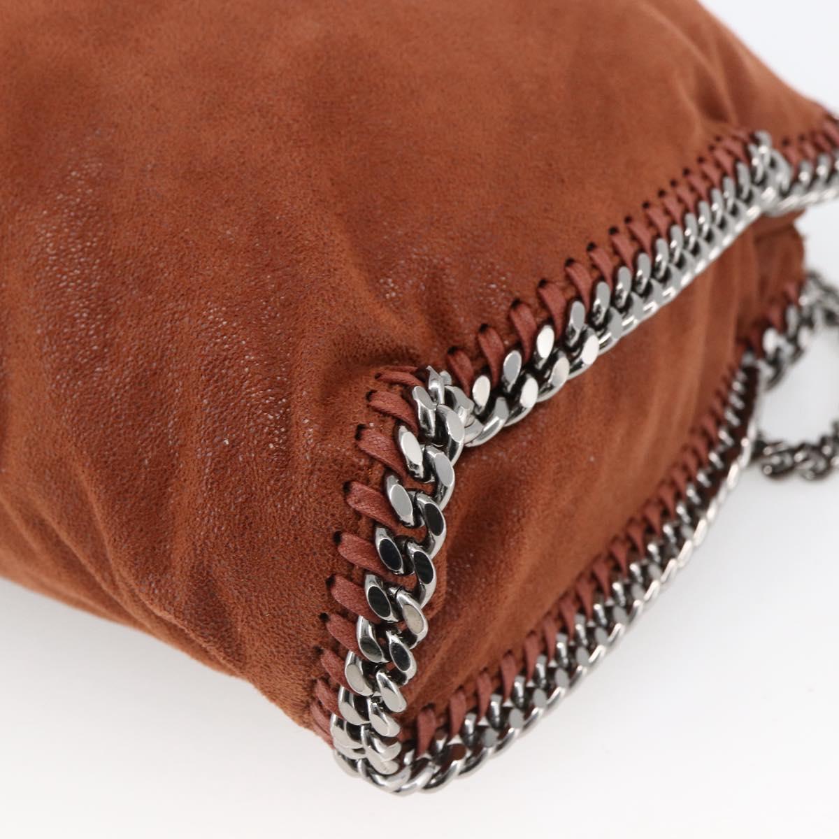 Stella MacCartney Chain Falabella Bag Polyester Brown Silver Auth mr1992