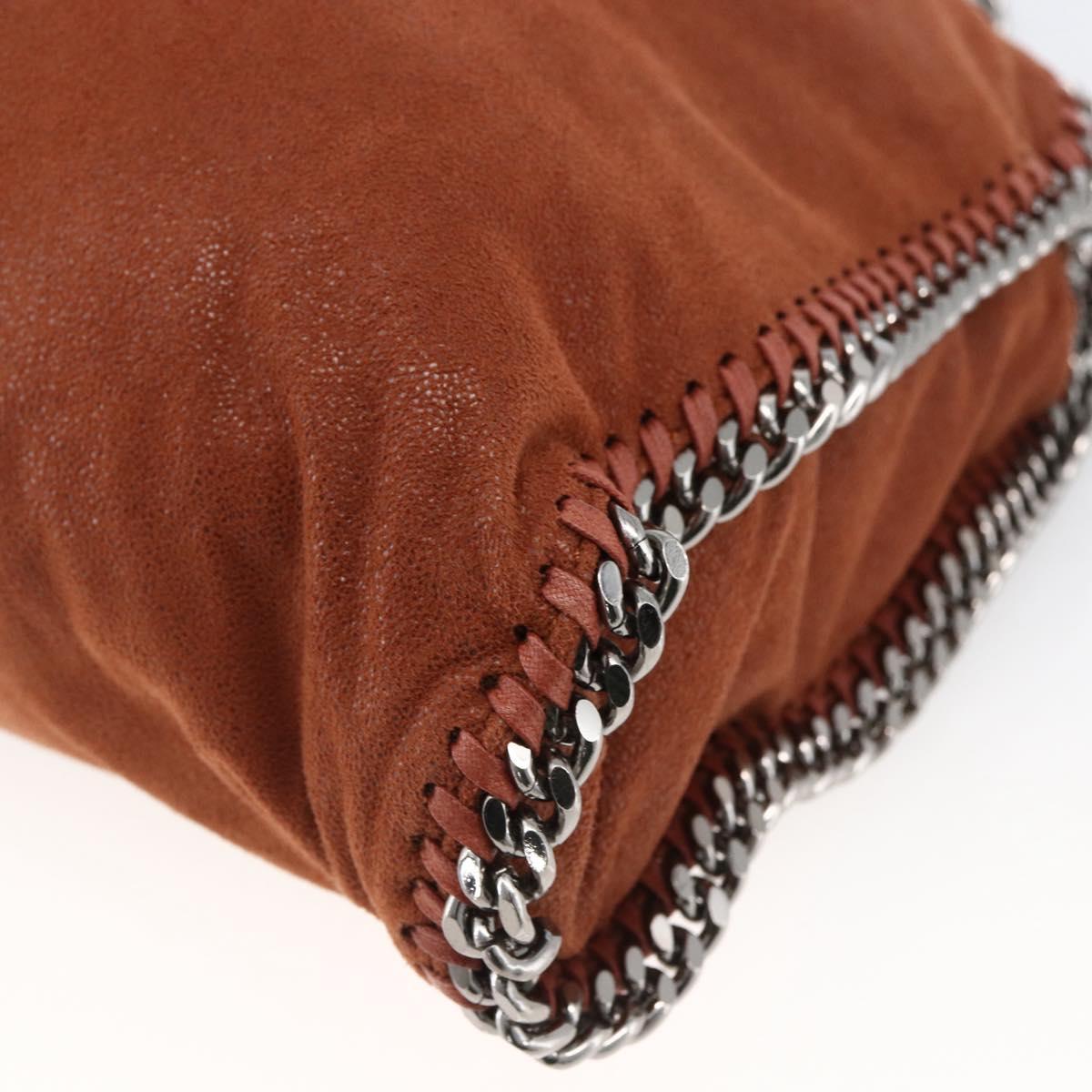 Stella MacCartney Chain Falabella Bag Polyester Brown Silver Auth mr1992