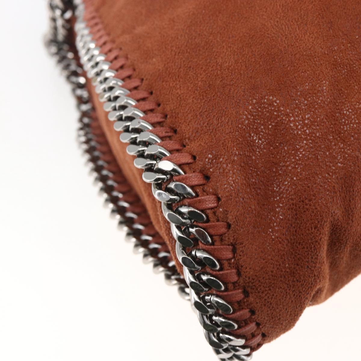 Stella MacCartney Chain Falabella Bag Polyester Brown Silver Auth mr1992