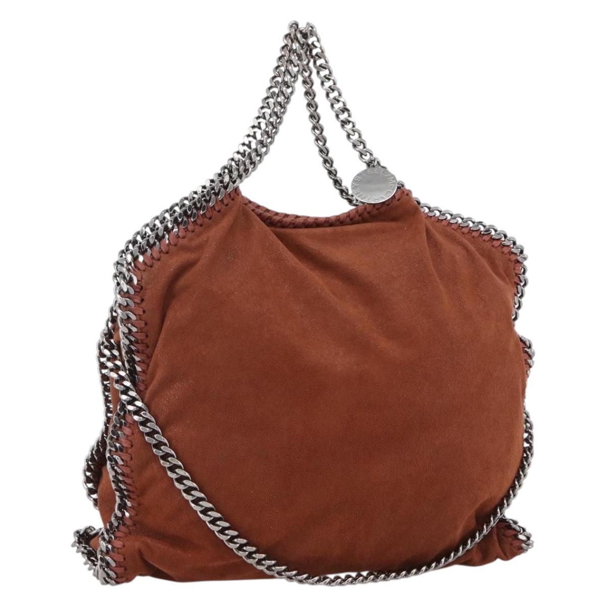 Stella MacCartney Chain Falabella Bag Polyester Brown Silver Auth mr1992