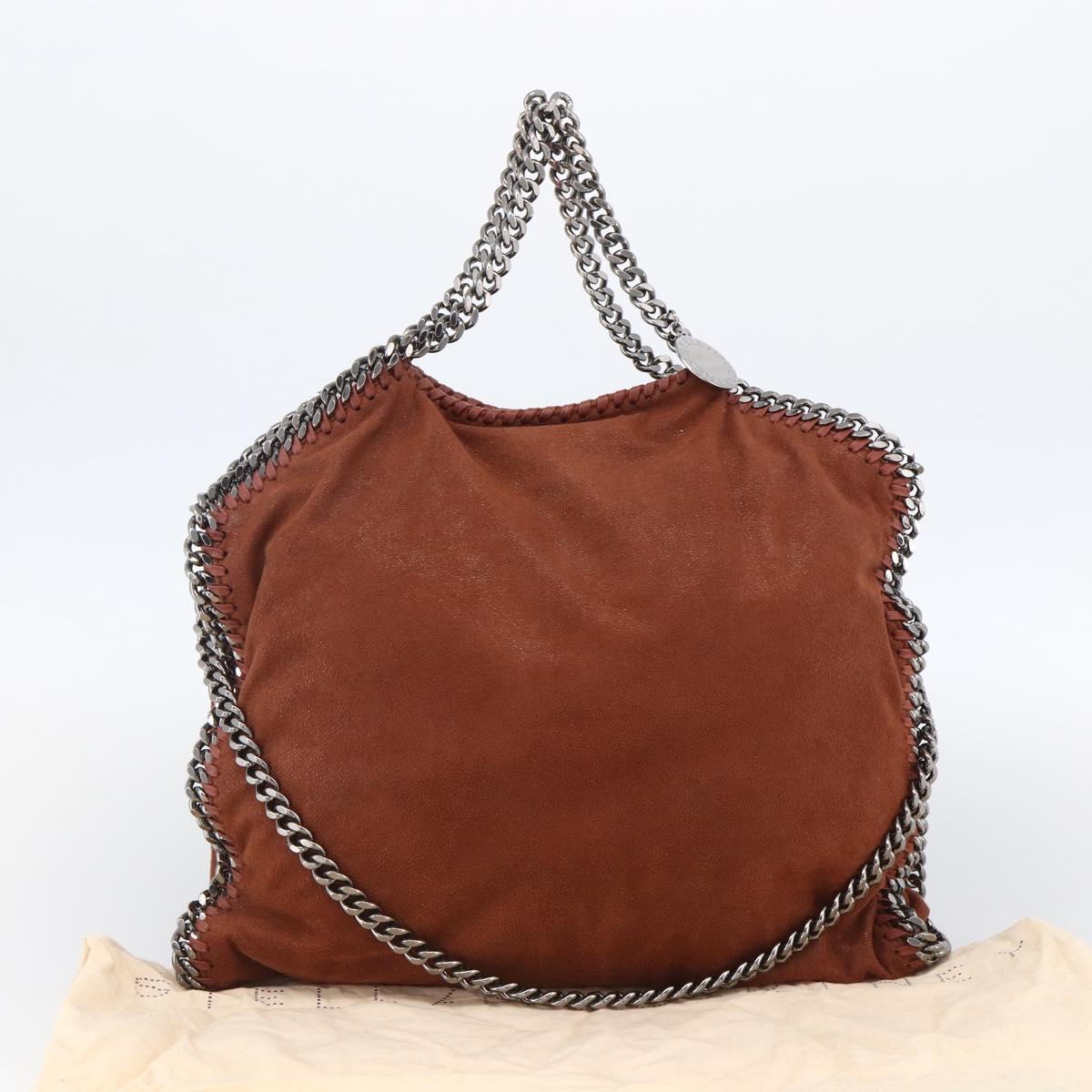 Stella MacCartney Chain Falabella Bag Polyester Brown Silver Auth mr1992