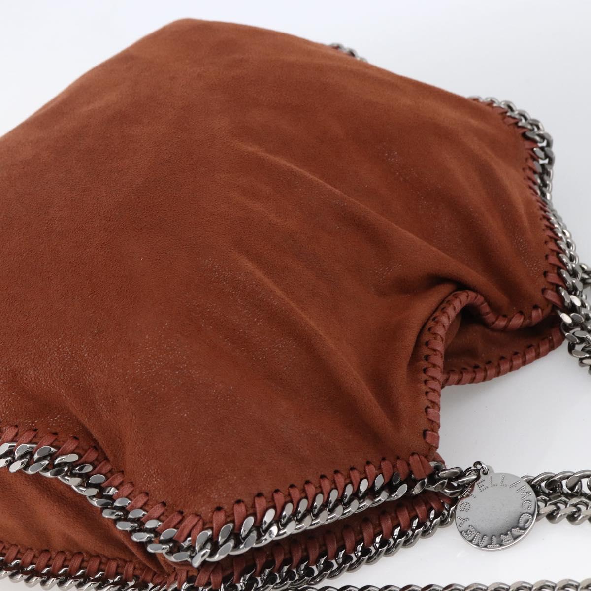 Stella MacCartney Chain Falabella Bag Polyester Brown Silver Auth mr1992