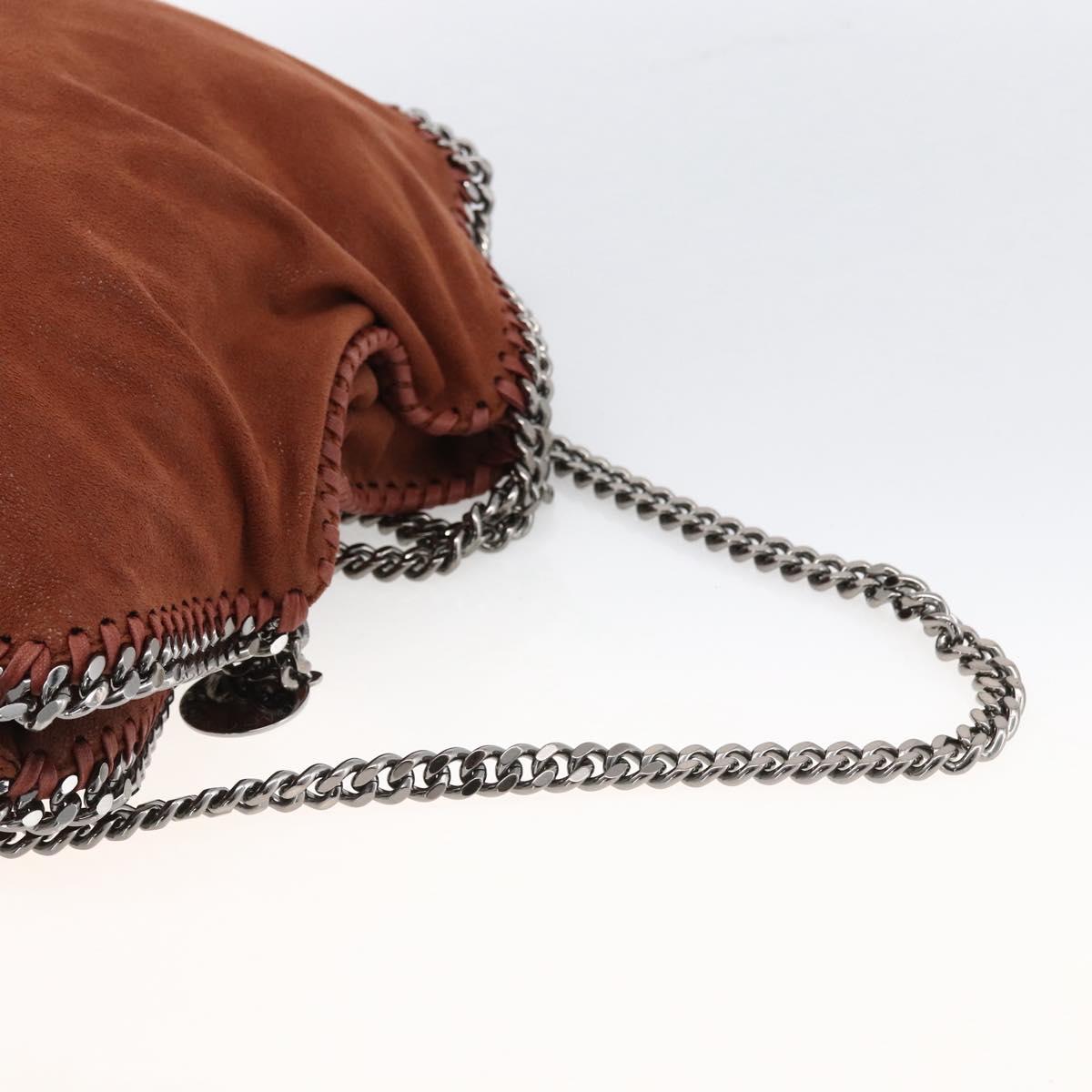 Stella MacCartney Chain Falabella Bag Polyester Brown Silver Auth mr1992