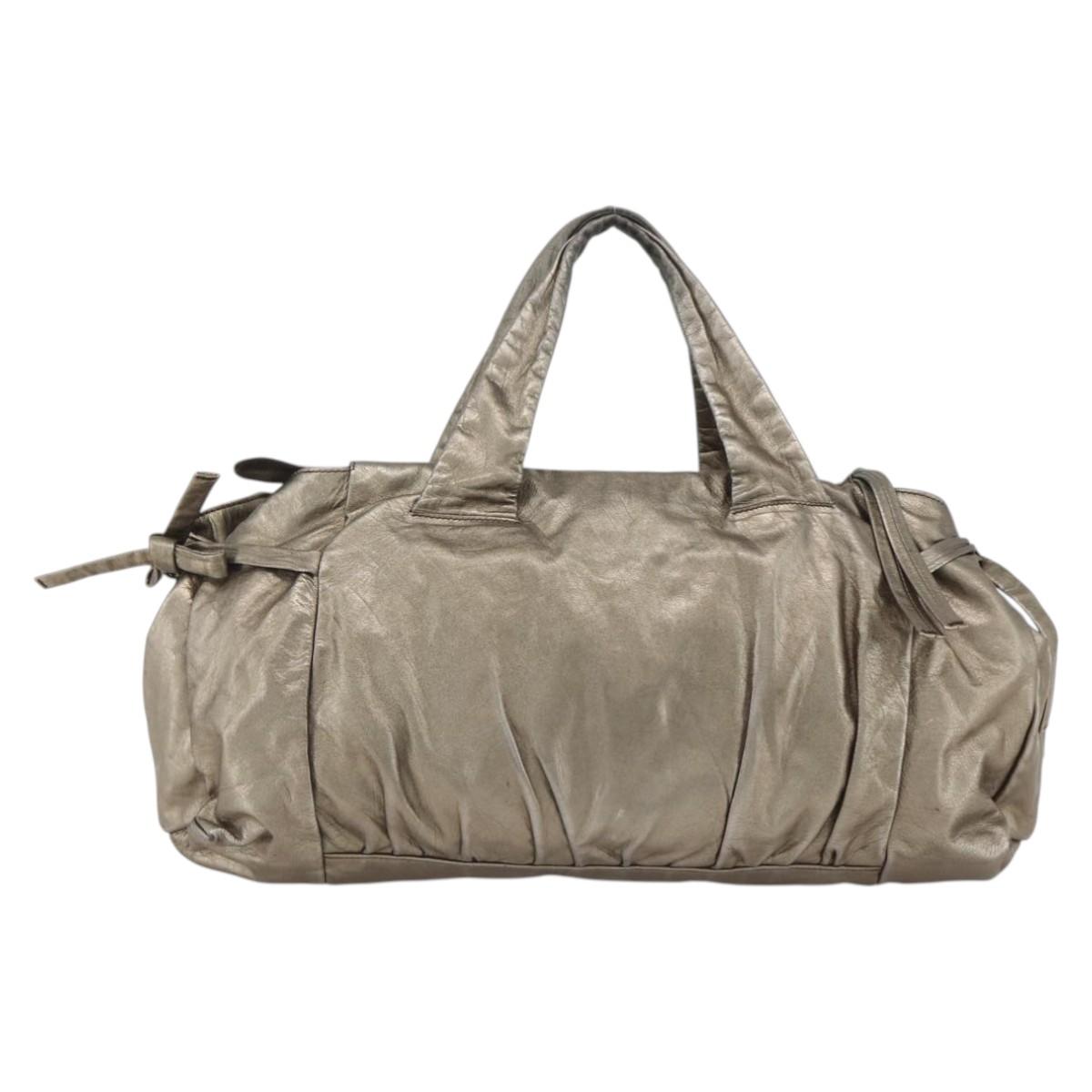 GUCCI Histeria Tote Bag Leather Silver Gold 197021 Auth mr1995