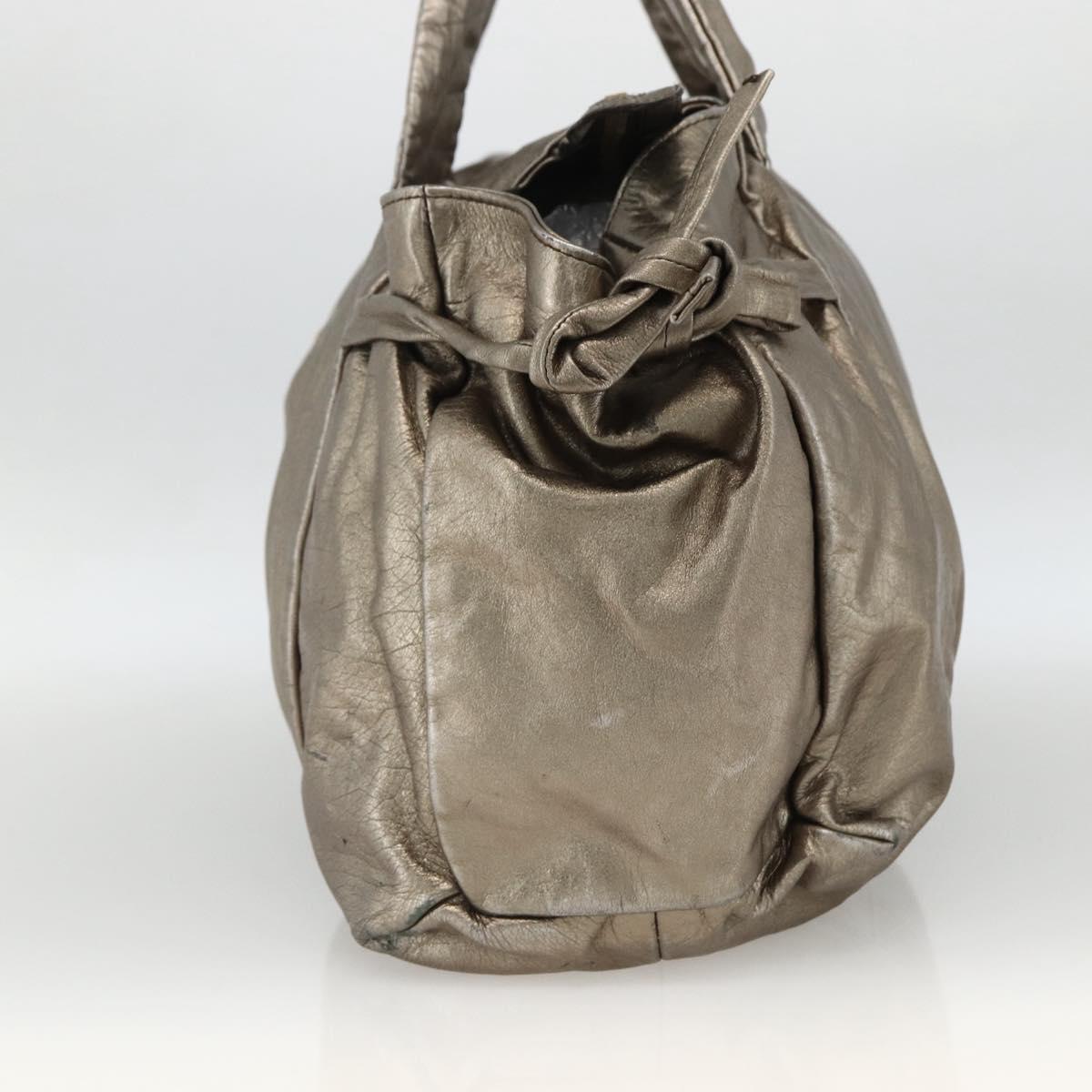 GUCCI Histeria Tote Bag Leather Silver Gold 197021 Auth mr1995