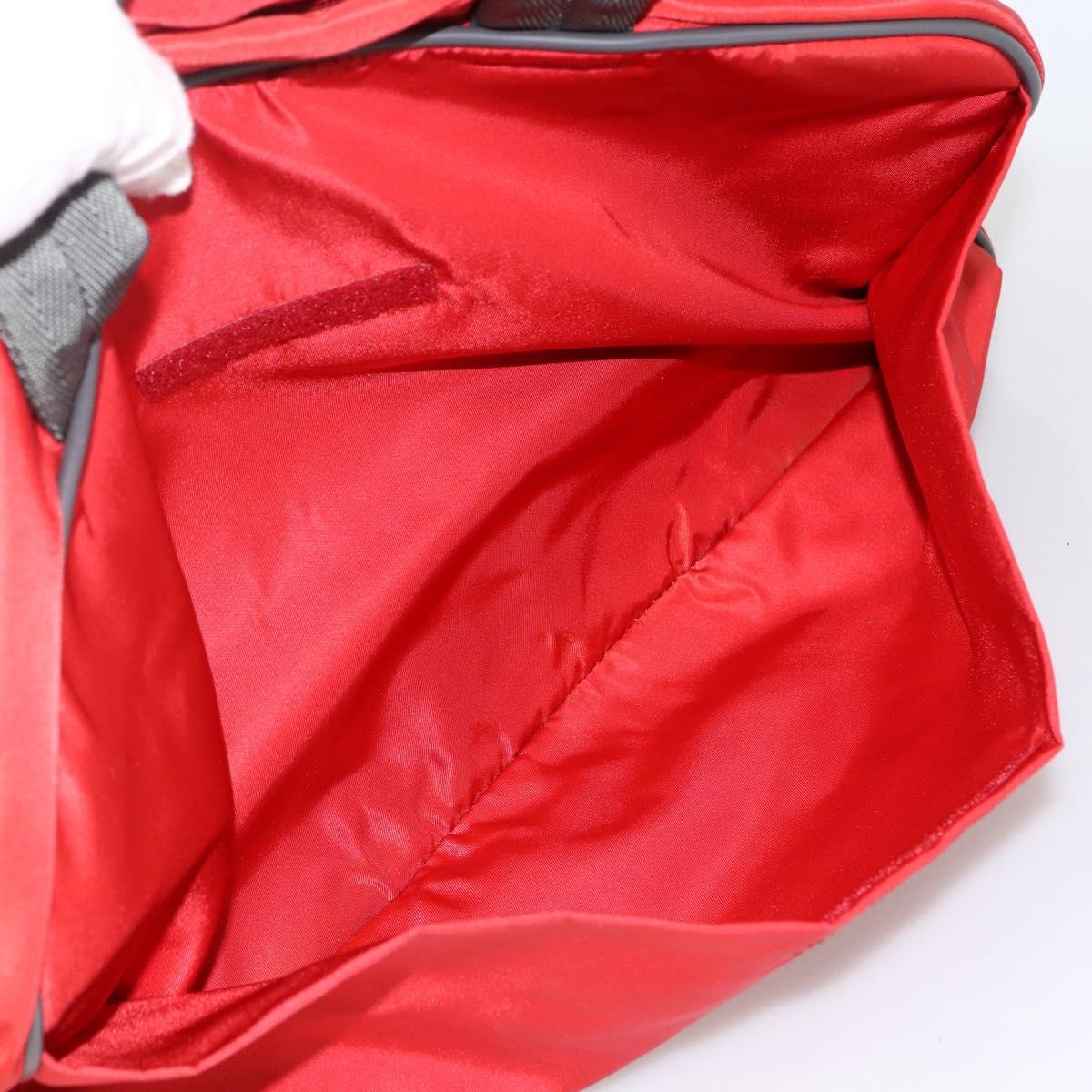 PRADA Boston Bag Nylon Red Silver Auth mr1998