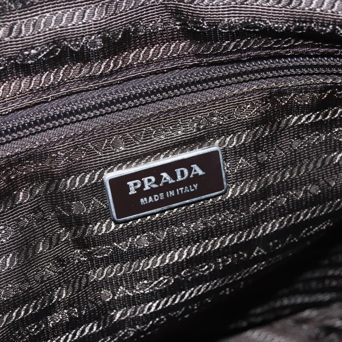 PRADA Shoulder Bag Nylon Khaki Silver Auth mr2000