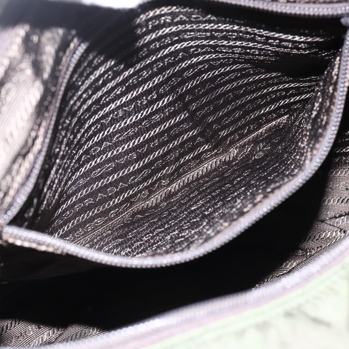 PRADA Shoulder Bag Nylon Khaki Silver Auth mr2000