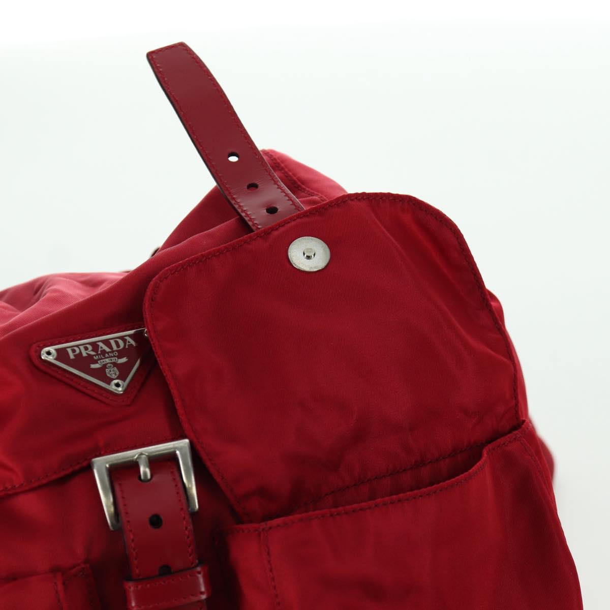 PRADA Backpack Nylon Red Silver Auth mr2001V