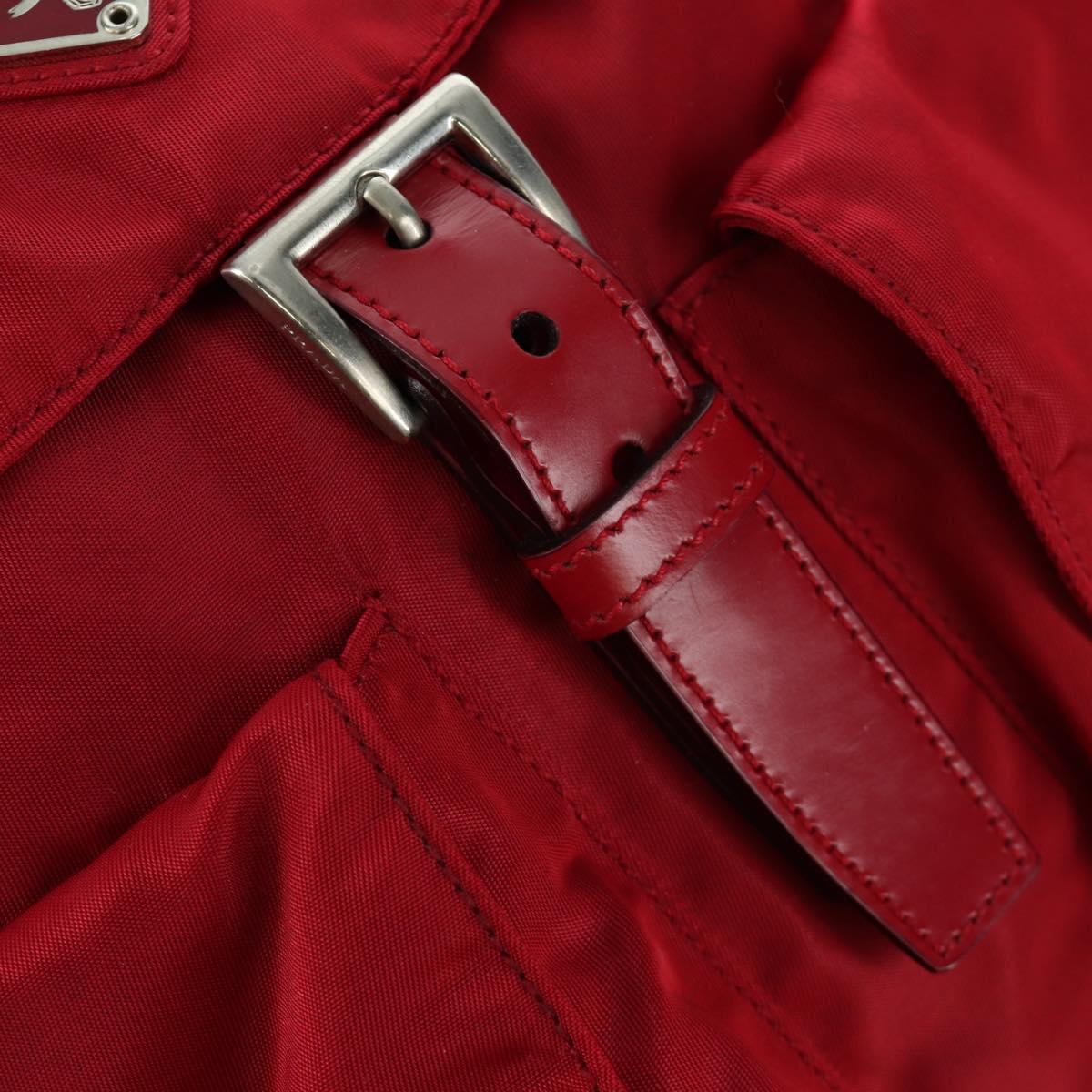 PRADA Backpack Nylon Red Silver Auth mr2001V