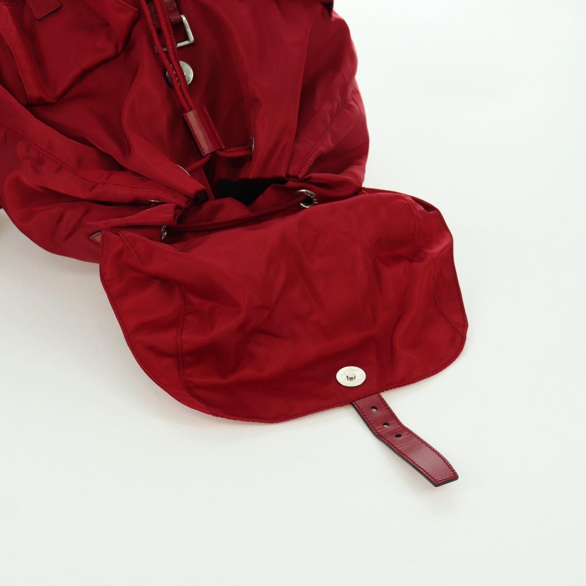 PRADA Backpack Nylon Red Silver Auth mr2001V
