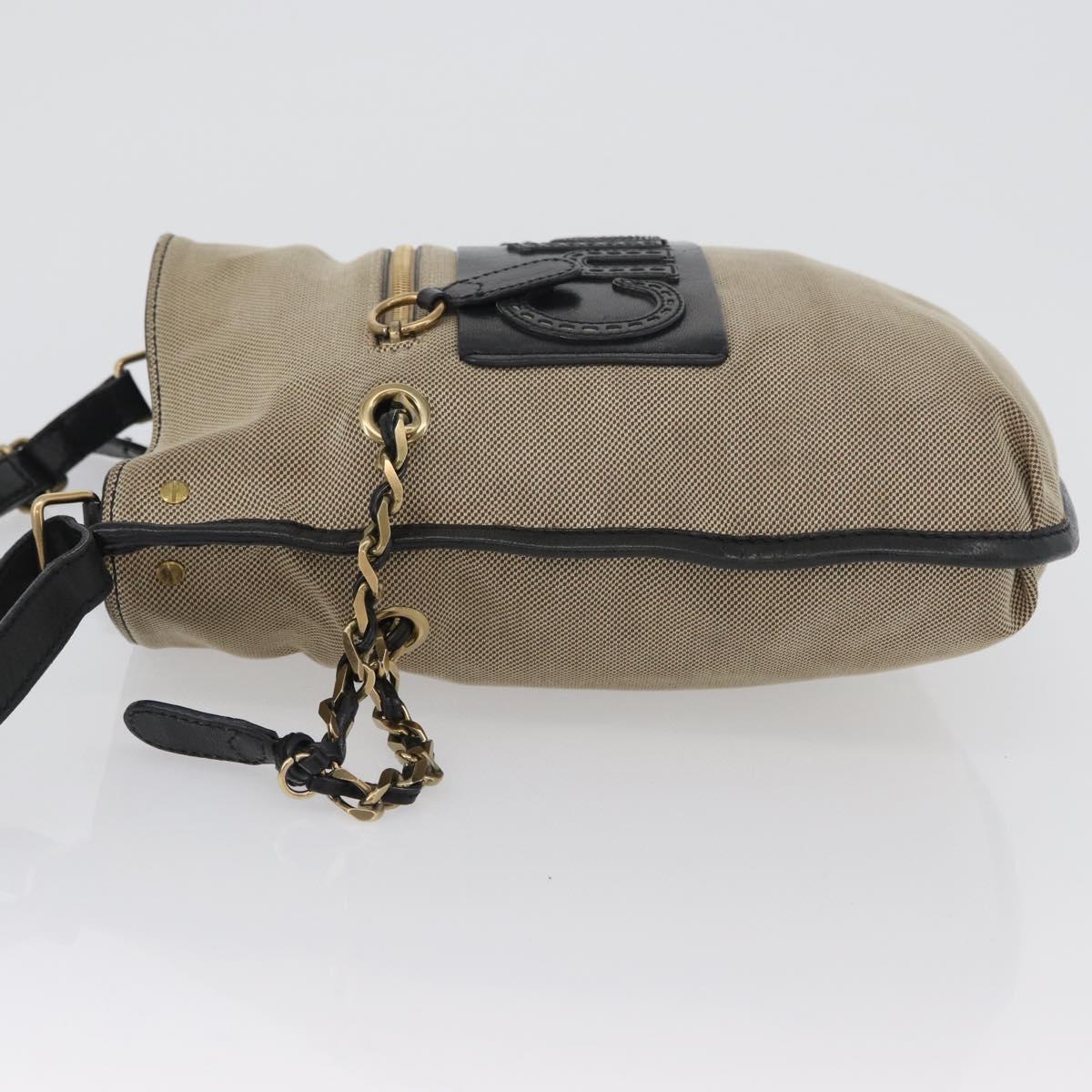 Chloe Shoulder Bag Canvas Beige Black Auth mr2002