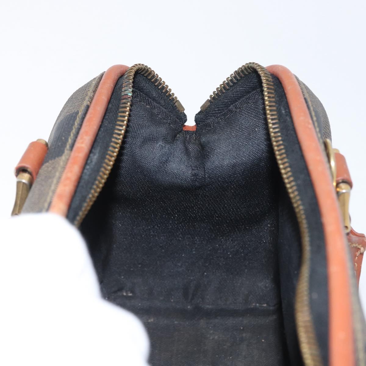 FENDI Pecan Canvas Mini Hand Bag PVC Brown Black Auth mr2003