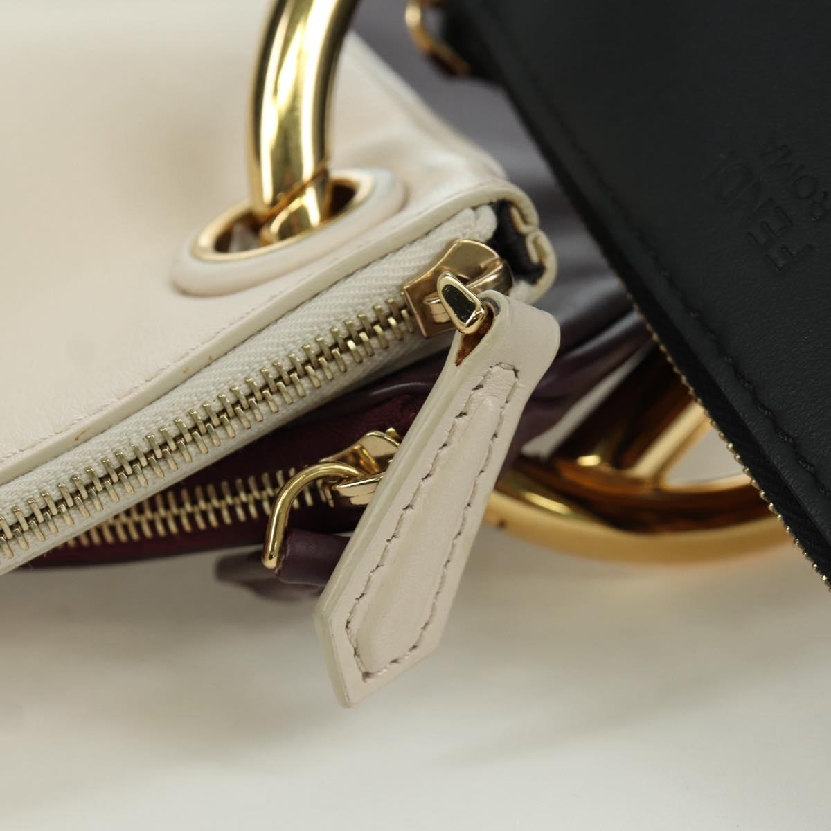 FENDI Triplet Clutch Bag Leather Multicolor Auth mr2004V