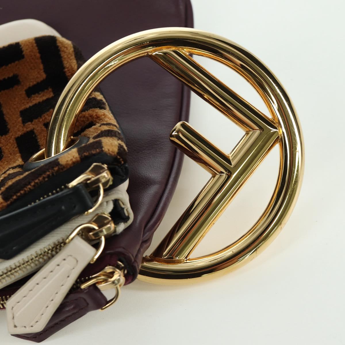 FENDI Triplet Clutch Bag Leather Multicolor Auth mr2004V