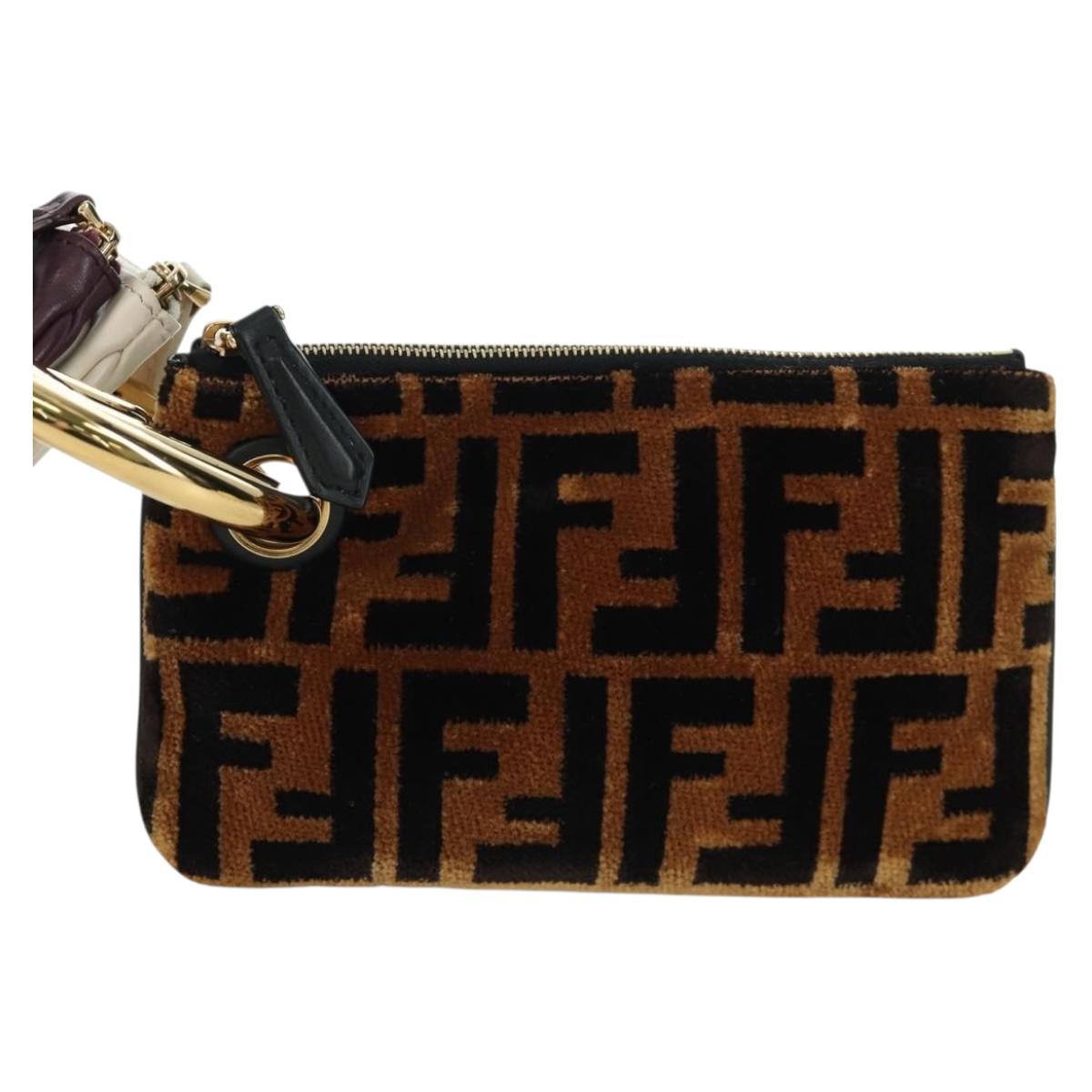 FENDI Triplet Clutch Bag Leather Multicolor Auth mr2004V