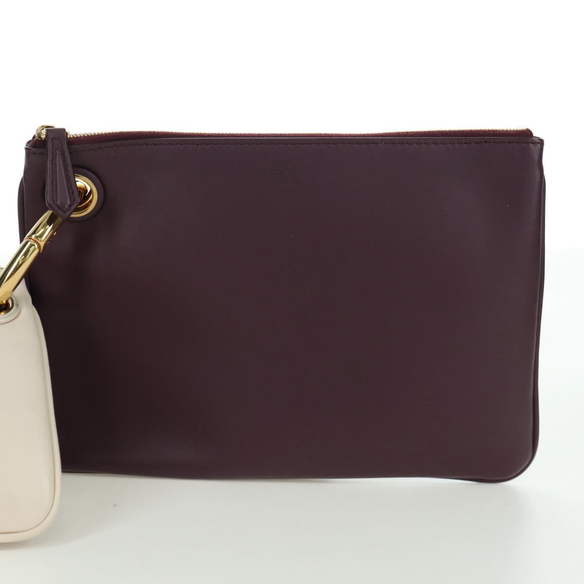 FENDI Triplet Clutch Bag Leather Multicolor Auth mr2004V