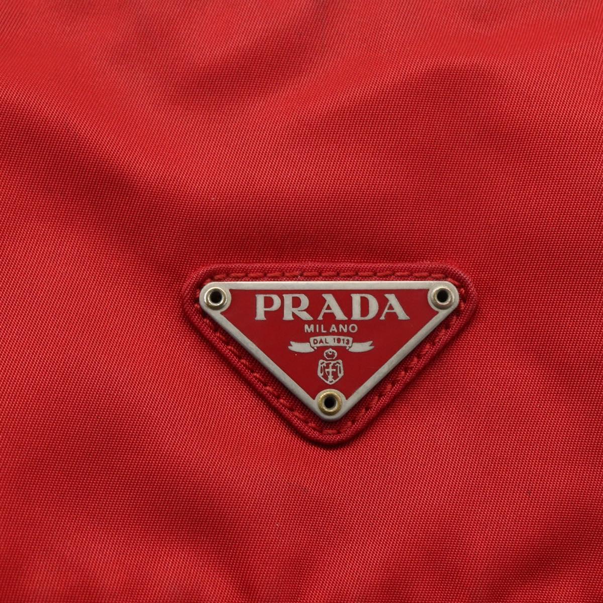 PRADA Shoulder Bag Nylon Red Silver Auth mr2008