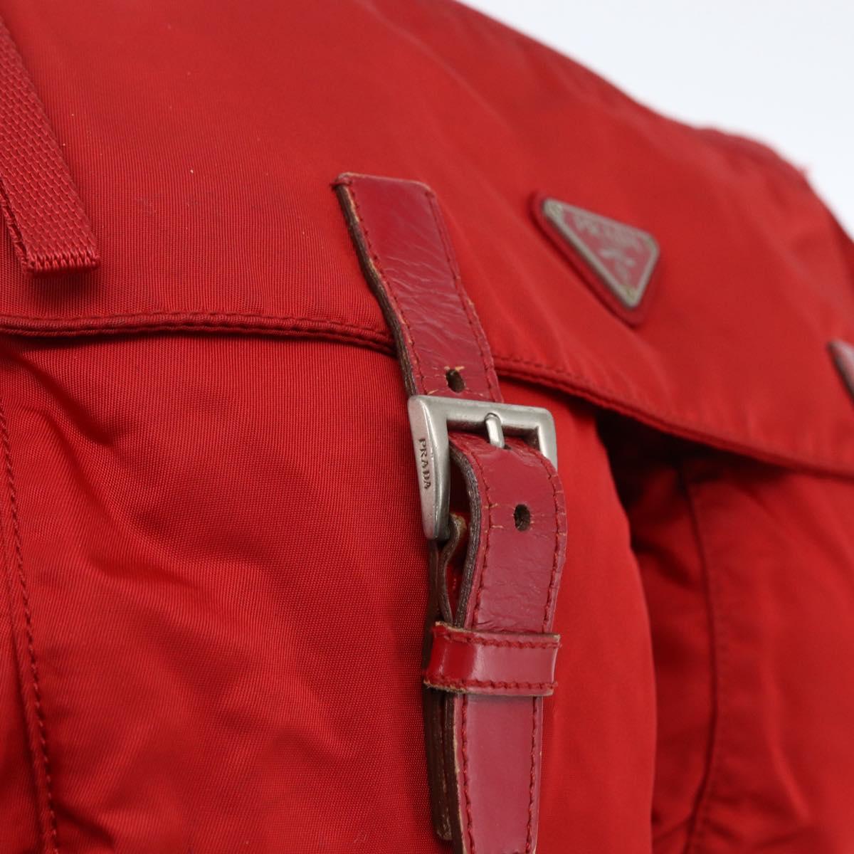 PRADA Shoulder Bag Nylon Red Silver Auth mr2008
