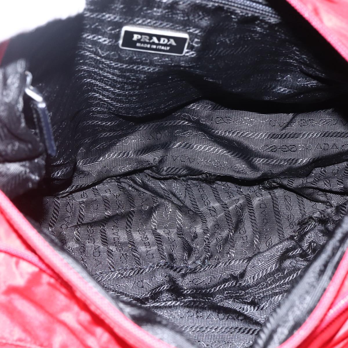 PRADA Shoulder Bag Nylon Red Silver Auth mr2008