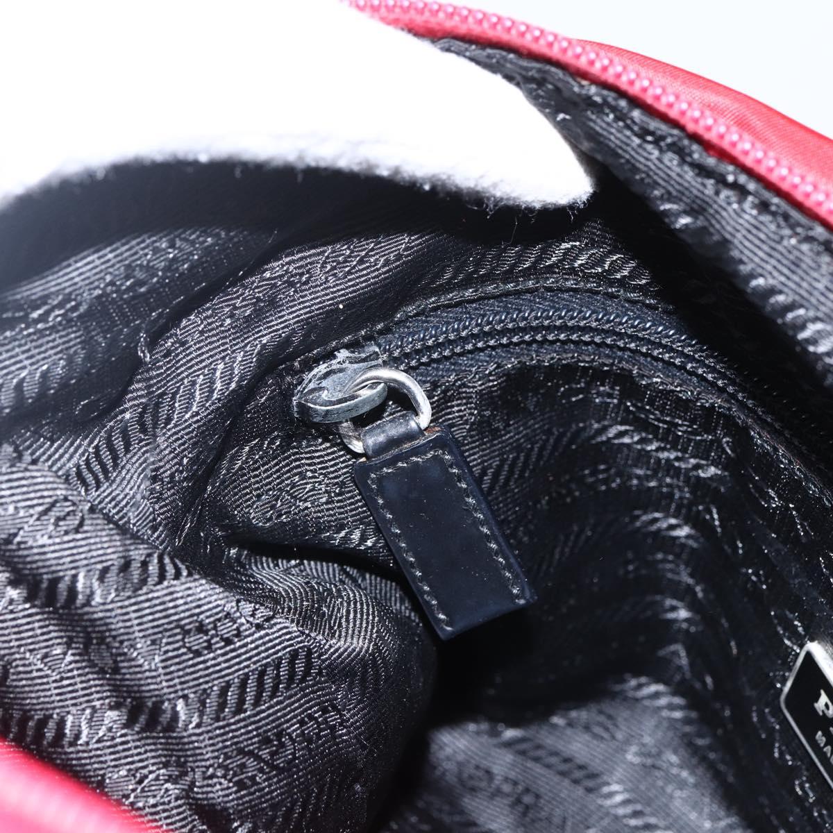 PRADA Shoulder Bag Nylon Red Silver Auth mr2008