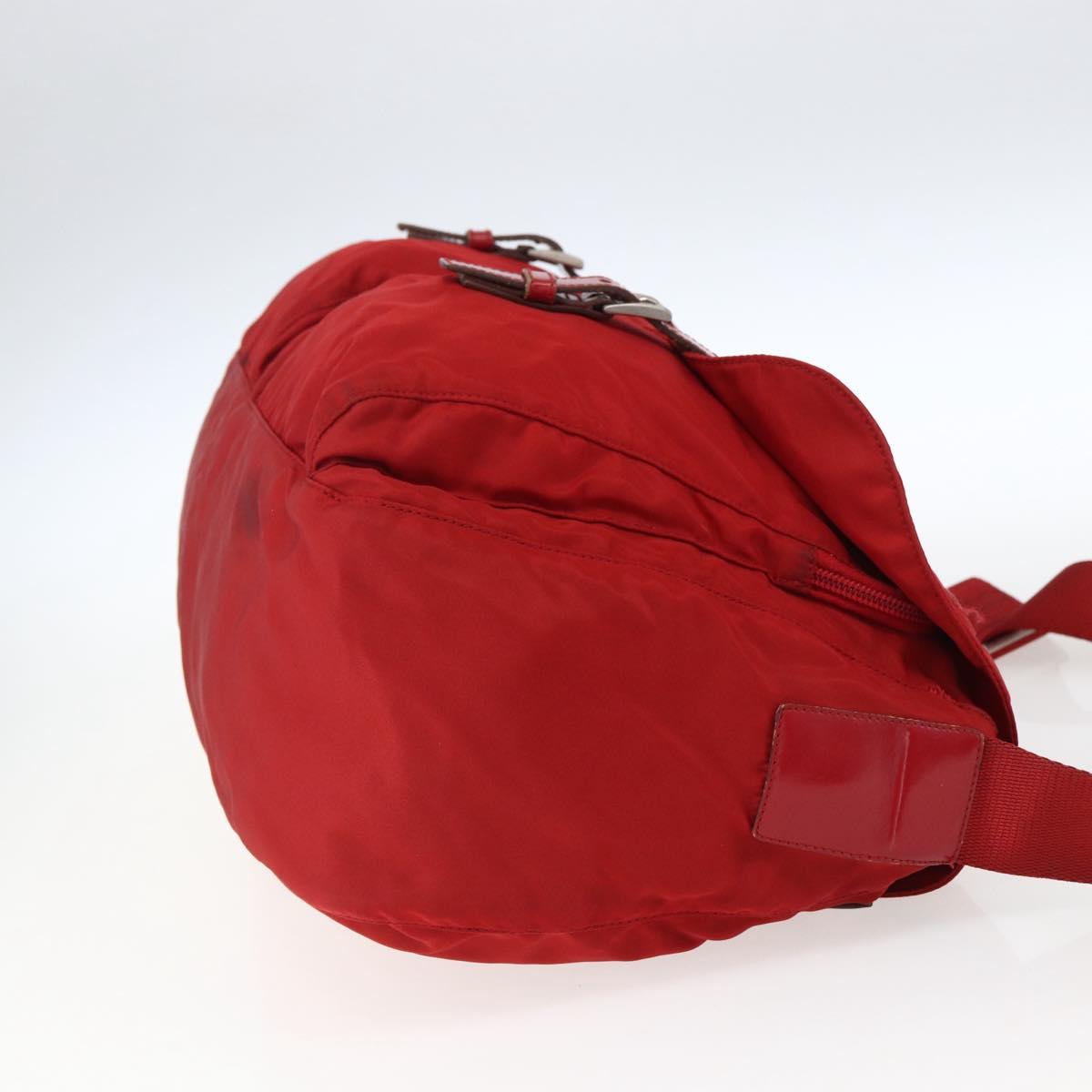 PRADA Shoulder Bag Nylon Red Silver Auth mr2008