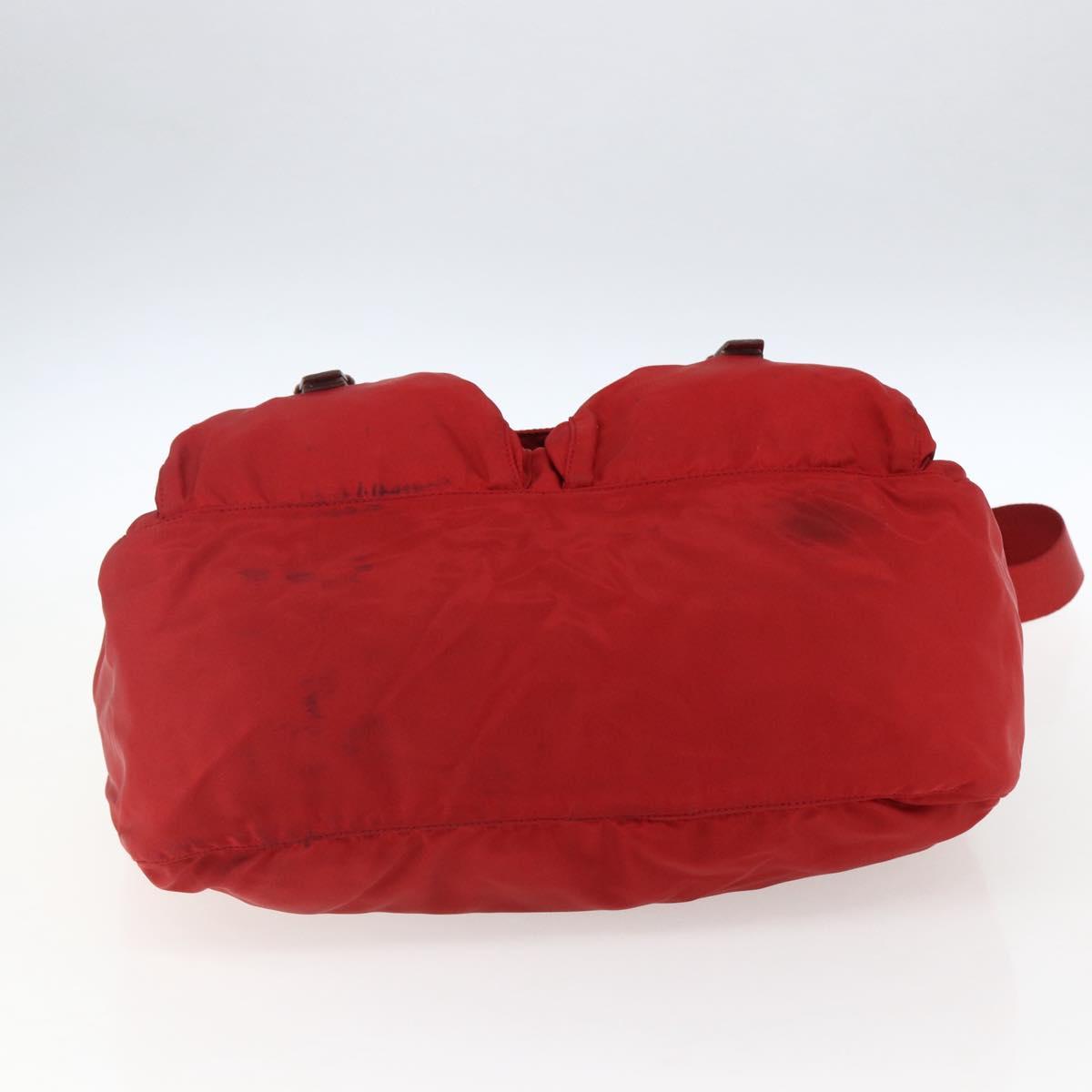 PRADA Shoulder Bag Nylon Red Silver Auth mr2008
