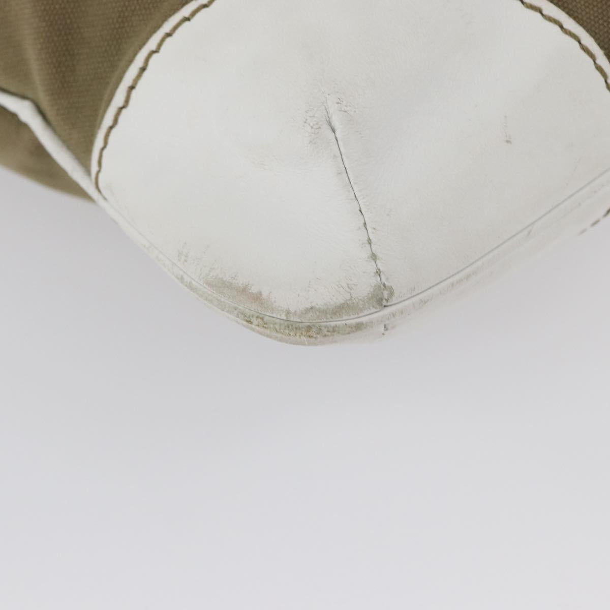 CHANEL Chain Tote Bag Canvas Beige Gold CC Auth mr2009