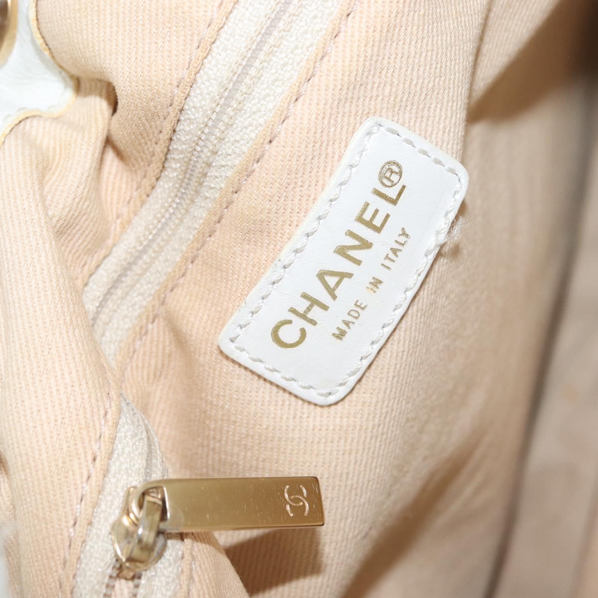 CHANEL Chain Tote Bag Canvas Beige Gold CC Auth mr2009