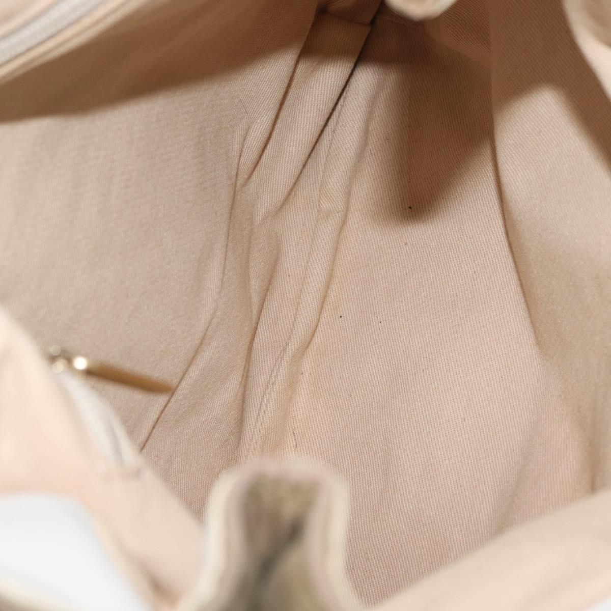 CHANEL Chain Tote Bag Canvas Beige Gold CC Auth mr2009