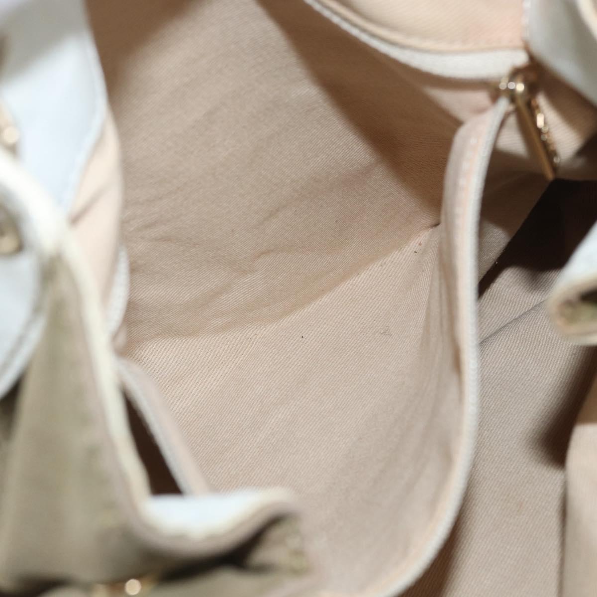 CHANEL Chain Tote Bag Canvas Beige Gold CC Auth mr2009