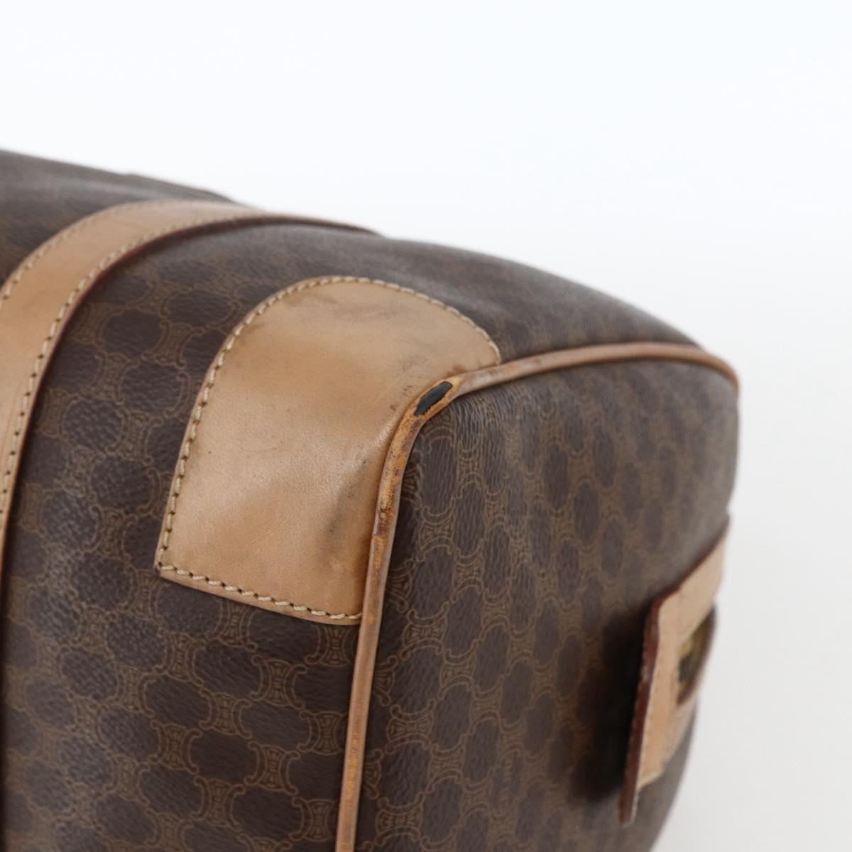 CELINE Macadam Canvas Boston Bag PVC Leather Brown Gold Auth mr2011