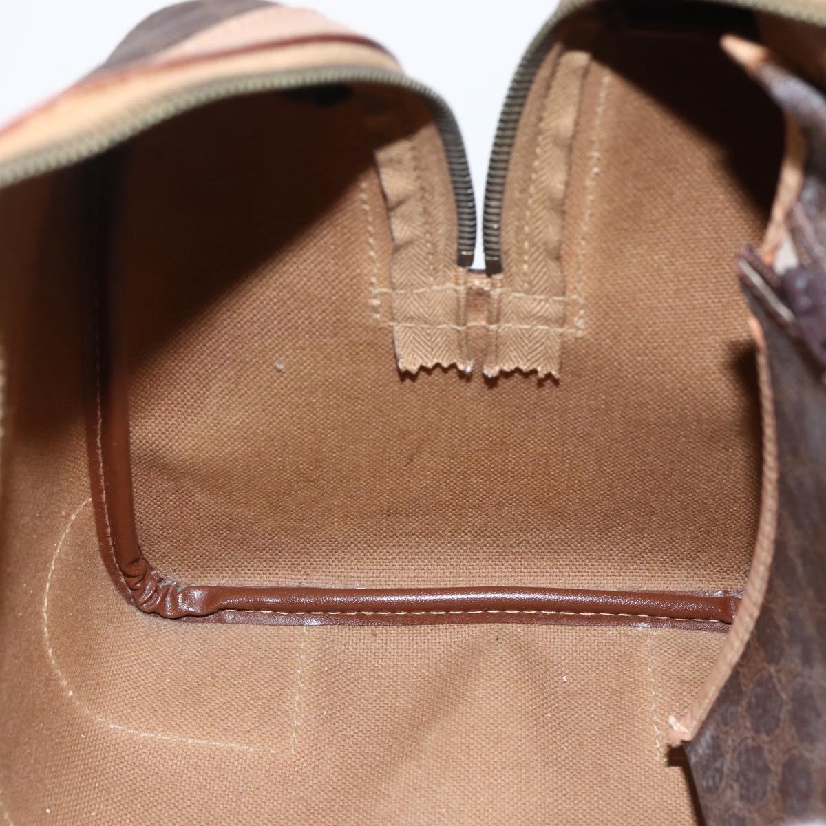 CELINE Macadam Canvas Boston Bag PVC Leather Brown Gold Auth mr2011