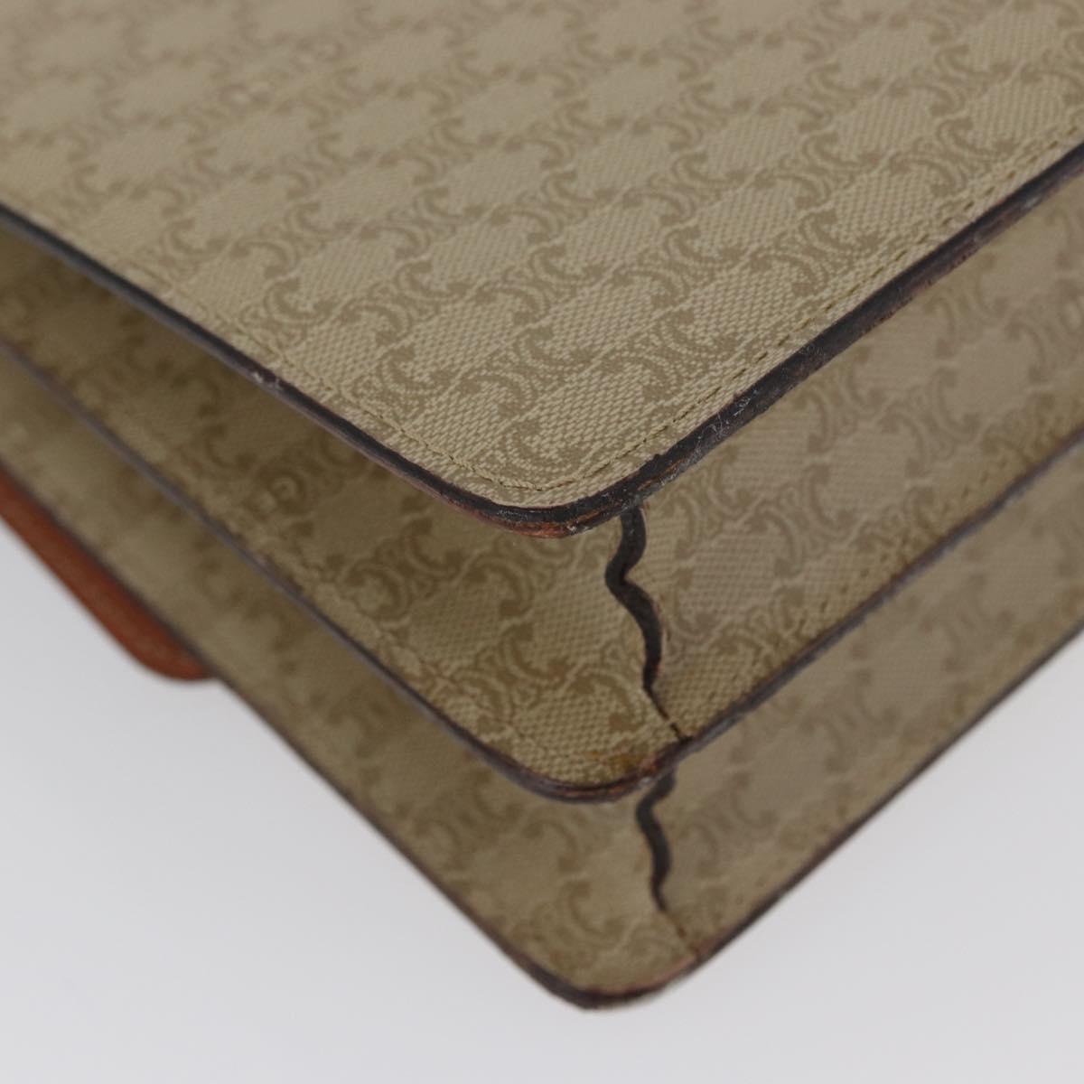 CELINE Macadam Canvas Hand Bag PVC Beige Gold Auth mr2012