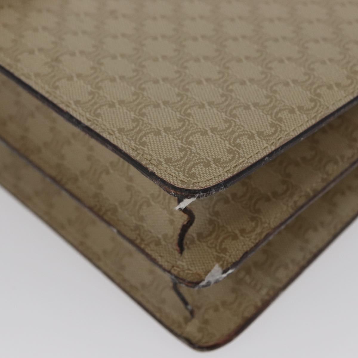 CELINE Macadam Canvas Hand Bag PVC Beige Gold Auth mr2012