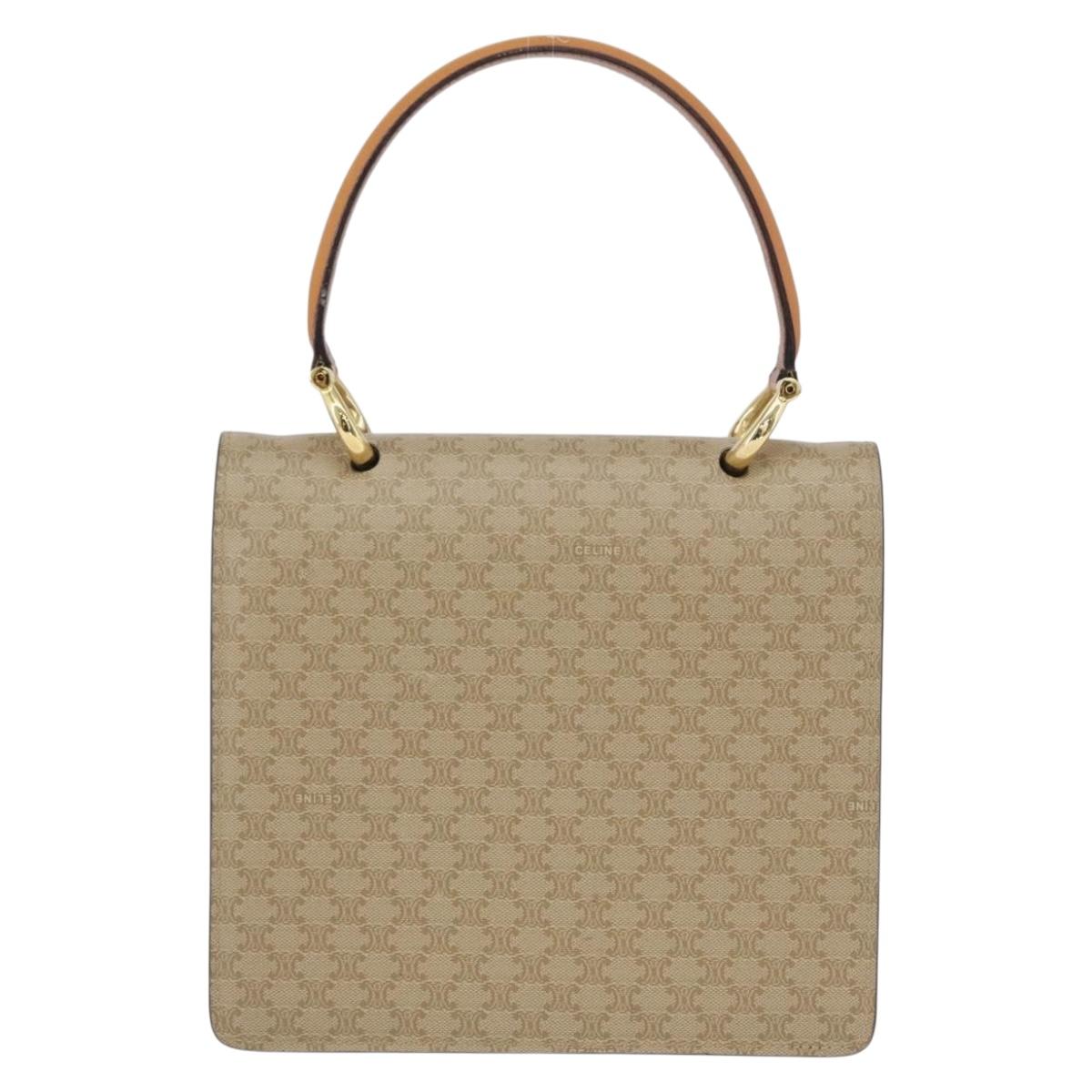 CELINE Macadam Canvas Hand Bag PVC Beige Gold Auth mr2012