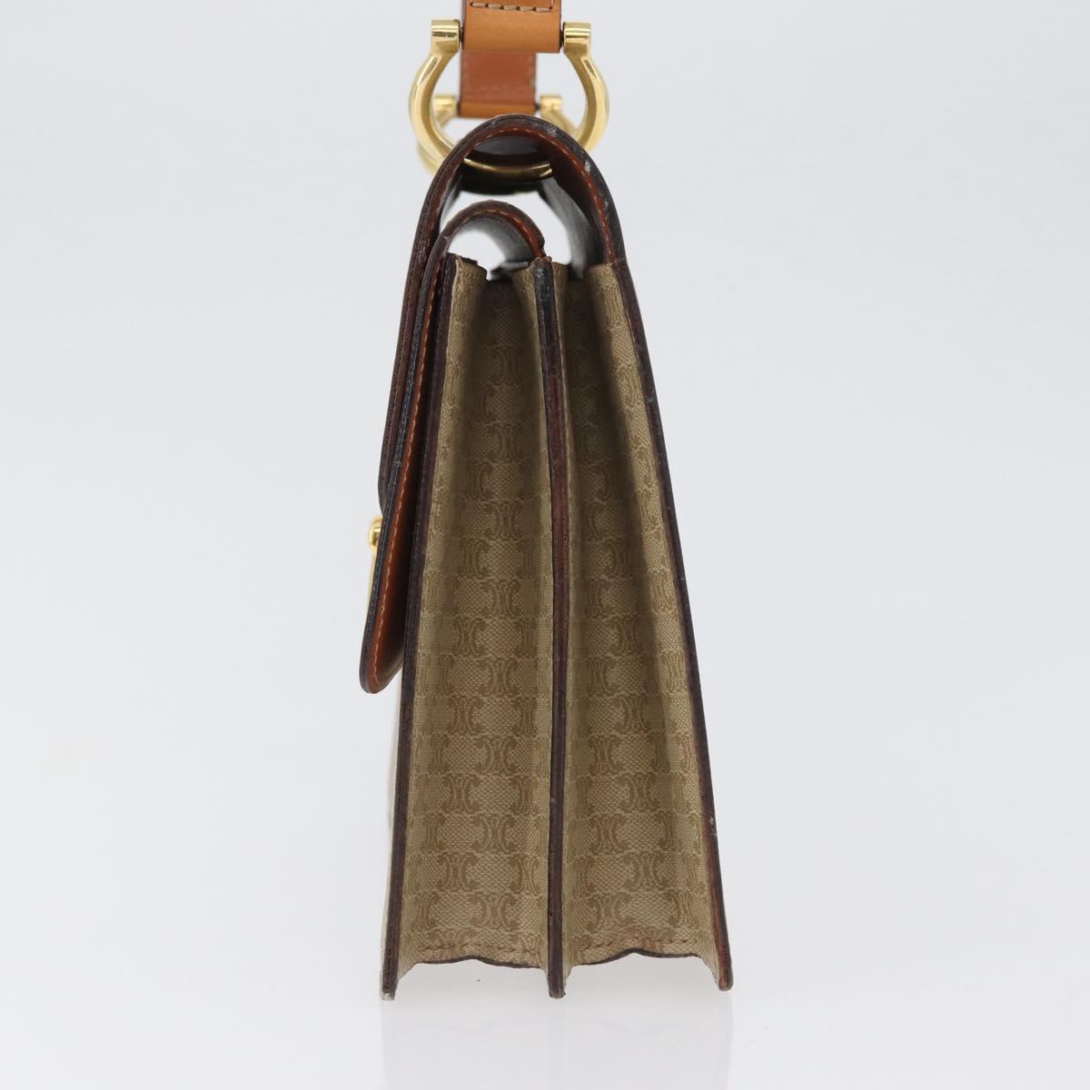 CELINE Macadam Canvas Hand Bag PVC Beige Gold Auth mr2012