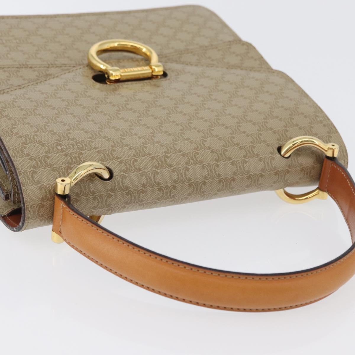 CELINE Macadam Canvas Hand Bag PVC Beige Gold Auth mr2012