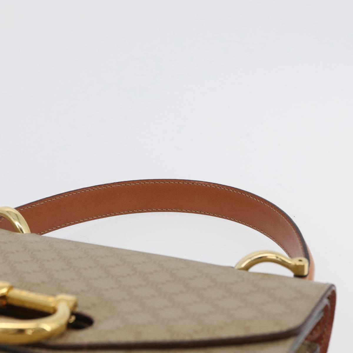 CELINE Macadam Canvas Hand Bag PVC Beige Gold Auth mr2012