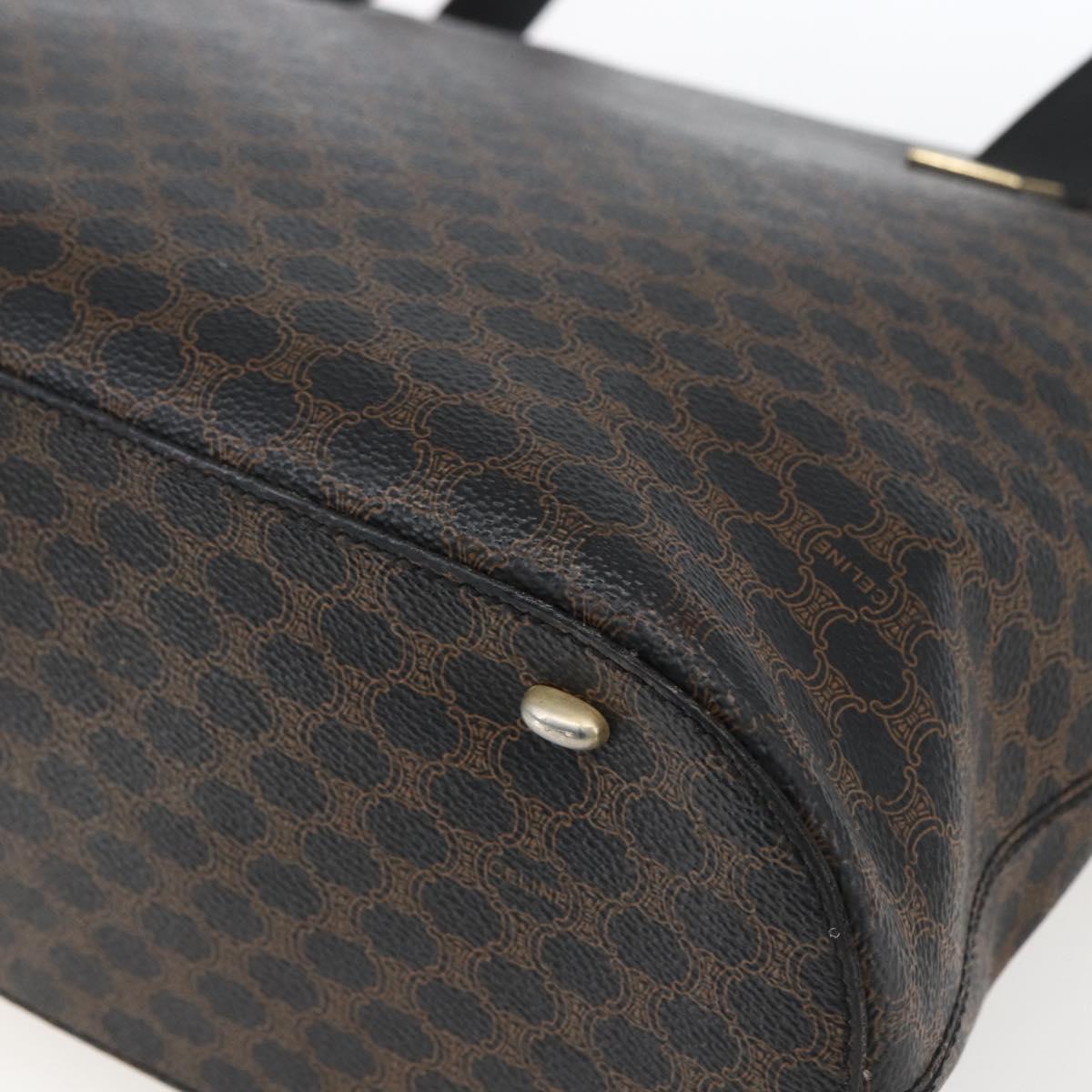 CELINE Macadam Canvas Tote Bag PVC Leather Black Gold Auth mr2013