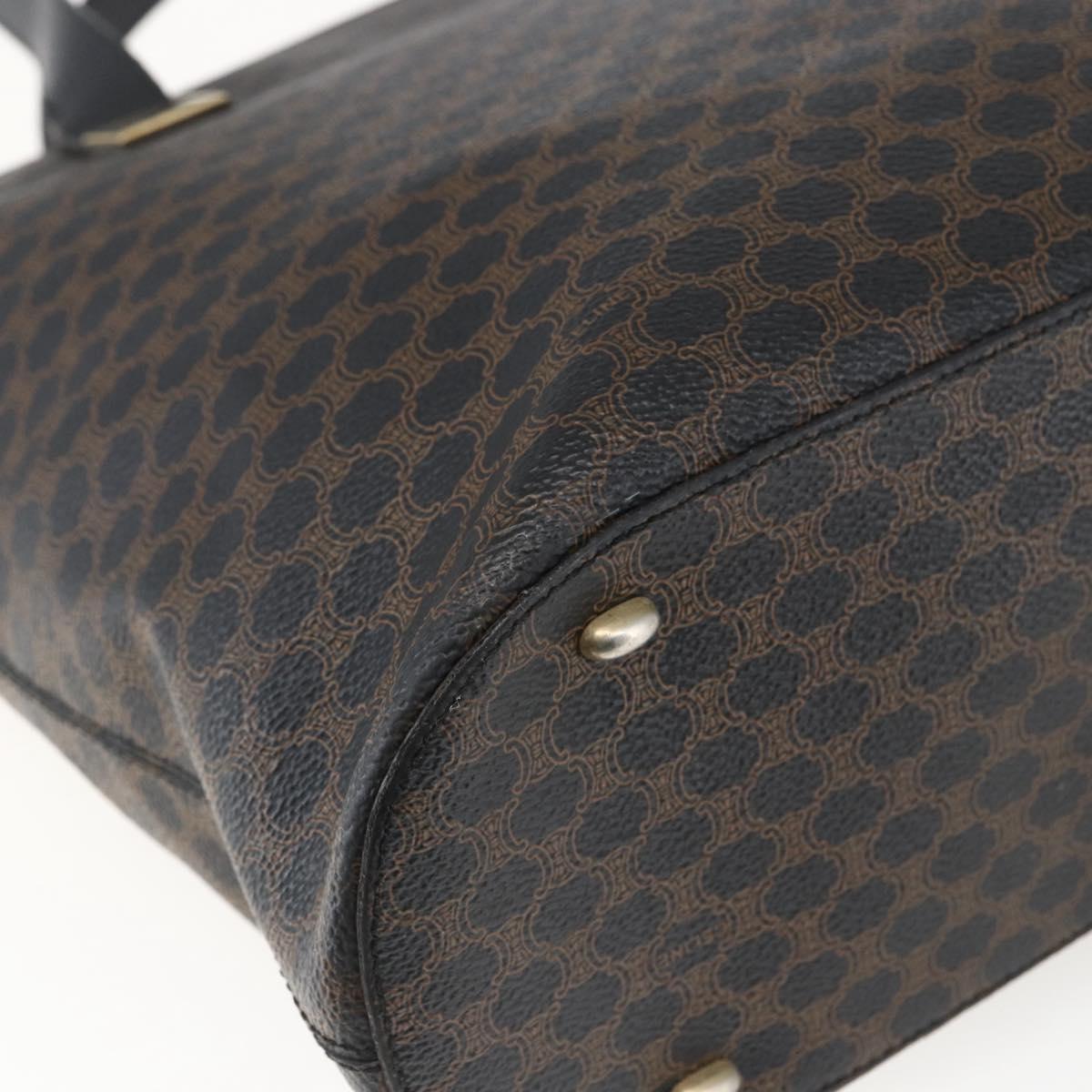 CELINE Macadam Canvas Tote Bag PVC Leather Black Gold Auth mr2013