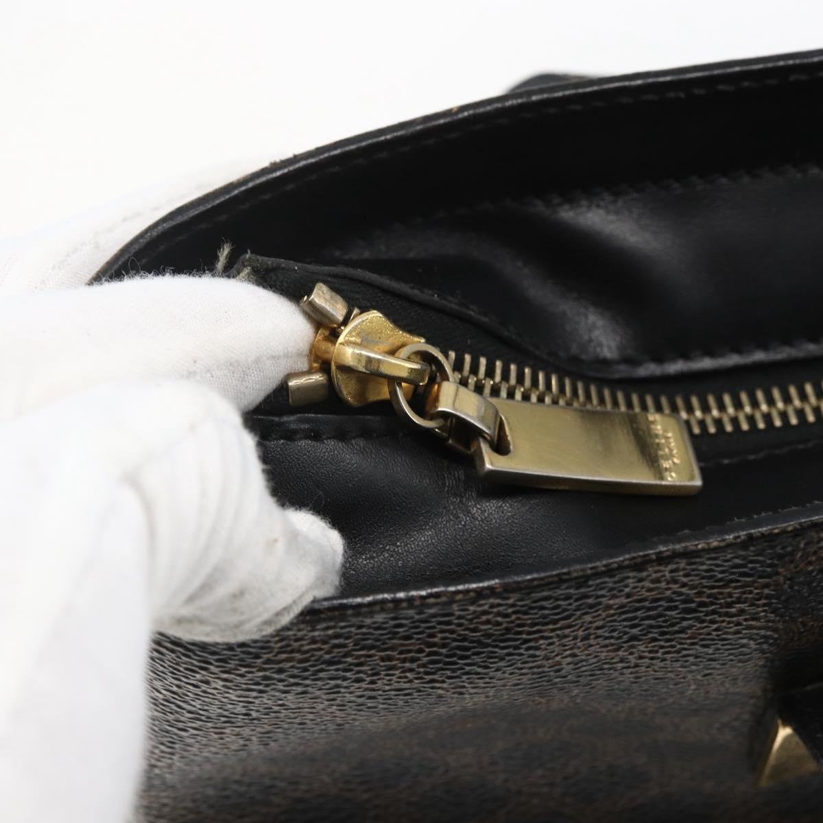 CELINE Macadam Canvas Tote Bag PVC Leather Black Gold Auth mr2013