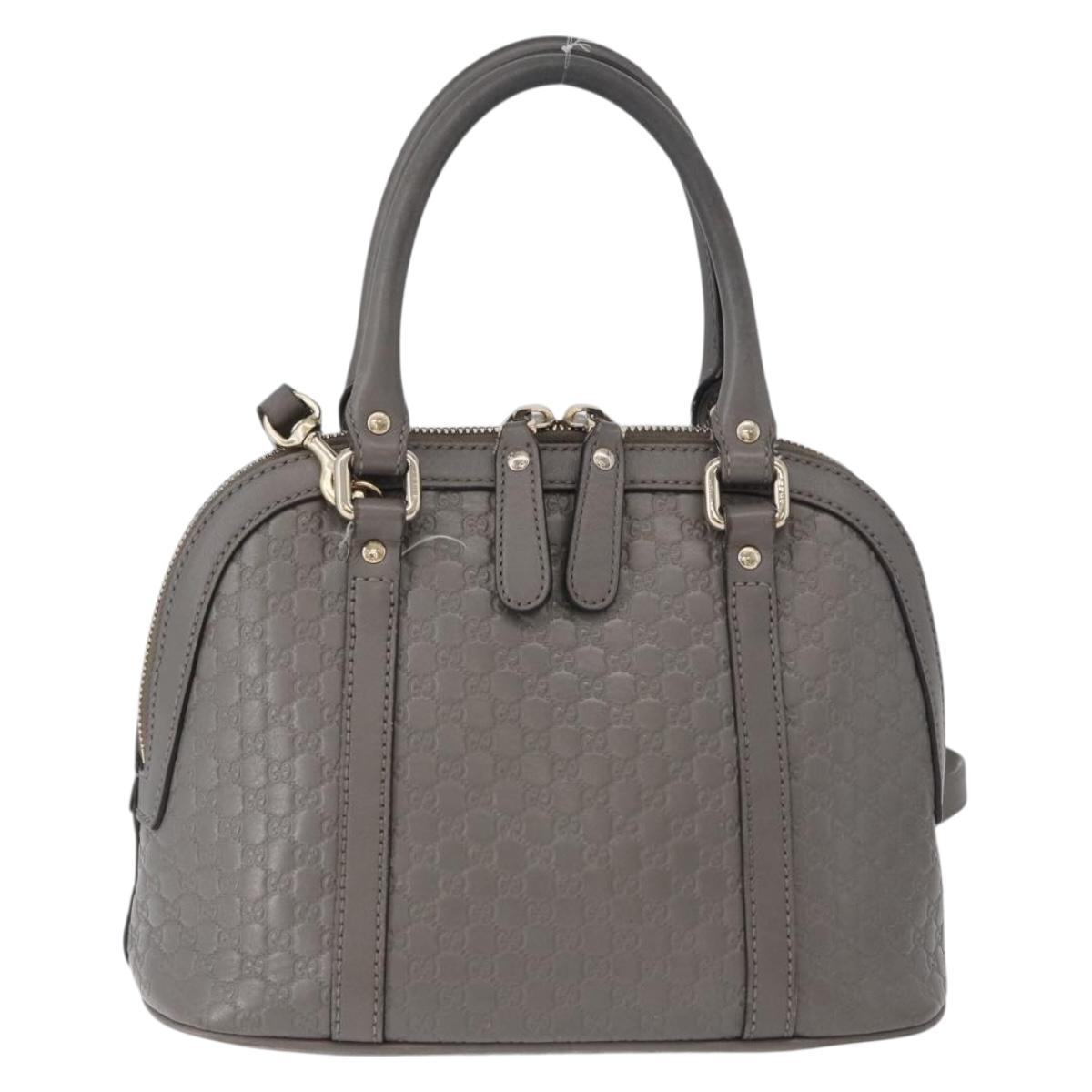 GUCCI Micro GG Canvas Guccissima Bag Leather 2way Gray Gold 449654 Auth mr2015