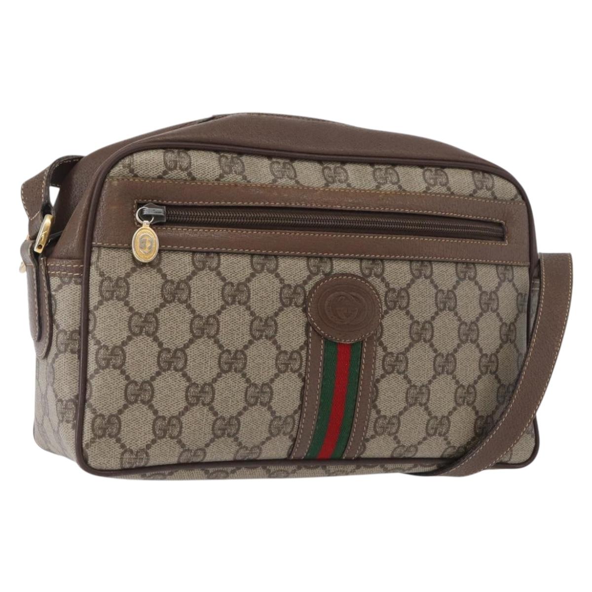 GUCCI GG Supreme Web Sherry Line Bag PVC Leather Beige 001 56 0942 Auth mr2019