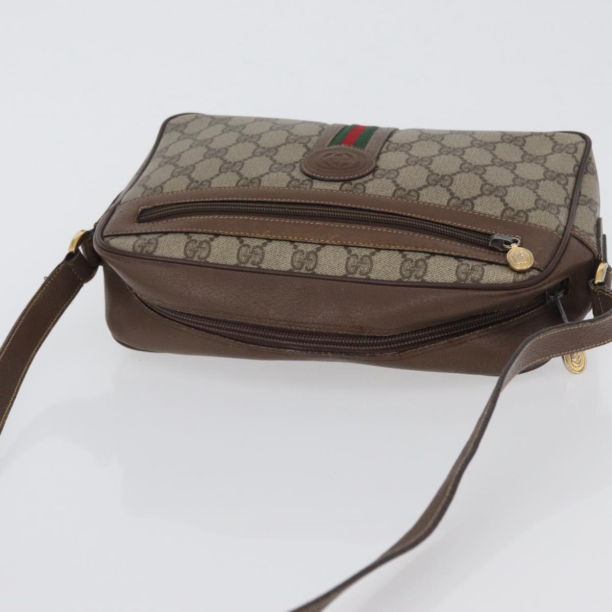 GUCCI GG Supreme Web Sherry Line Bag PVC Leather Beige 001 56 0942 Auth mr2019