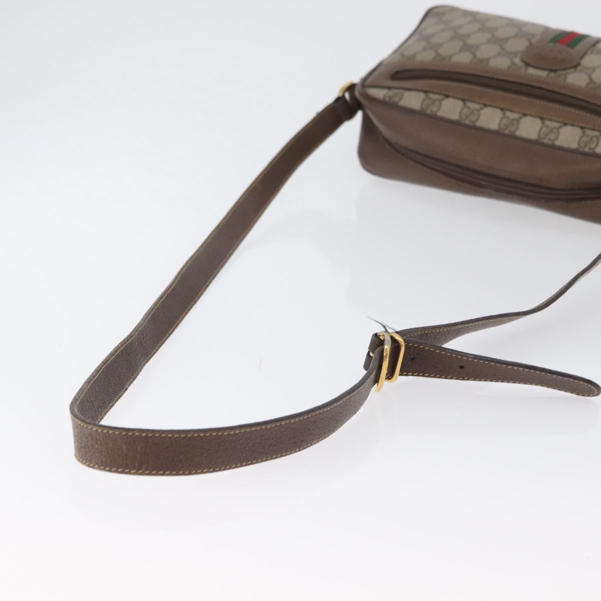 GUCCI GG Supreme Web Sherry Line Bag PVC Leather Beige 001 56 0942 Auth mr2019