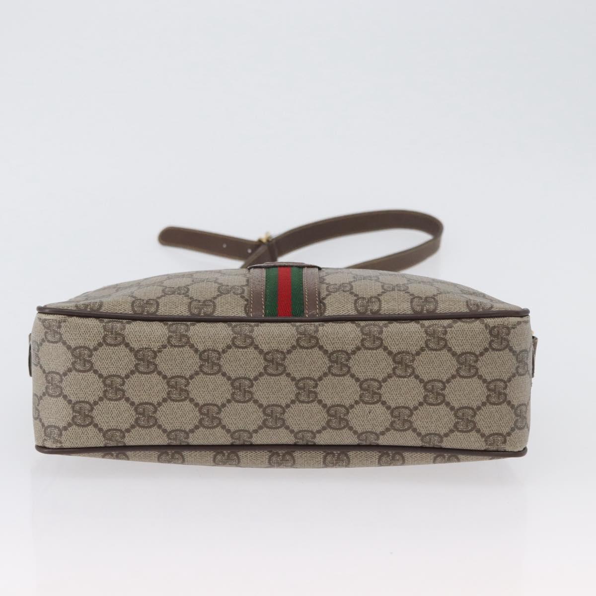 GUCCI GG Supreme Web Sherry Line Bag PVC Leather Beige 001 56 0942 Auth mr2019