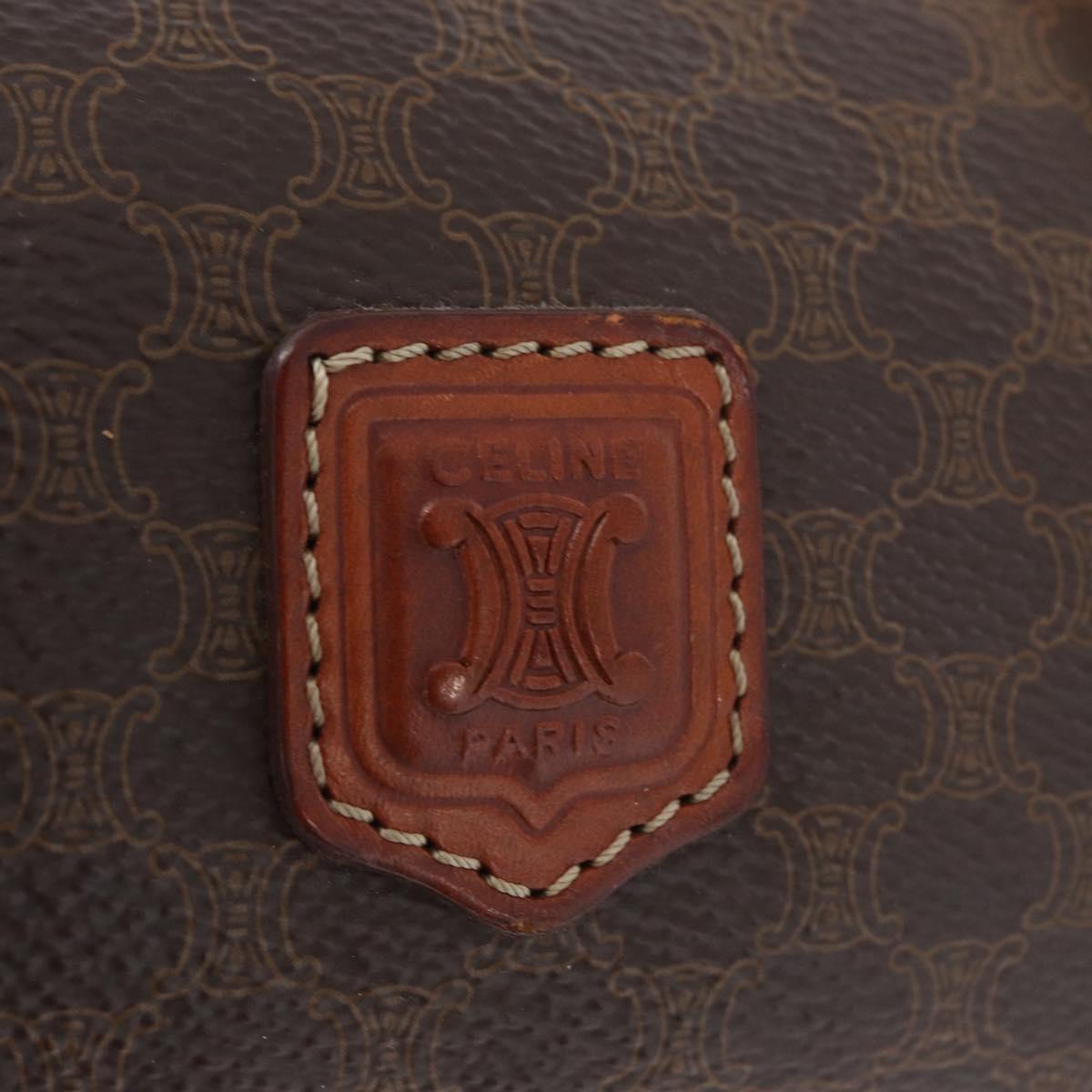 CELINE Macadam Canvas Hand Bag PVC Leather Brown Gold Auth mr2020
