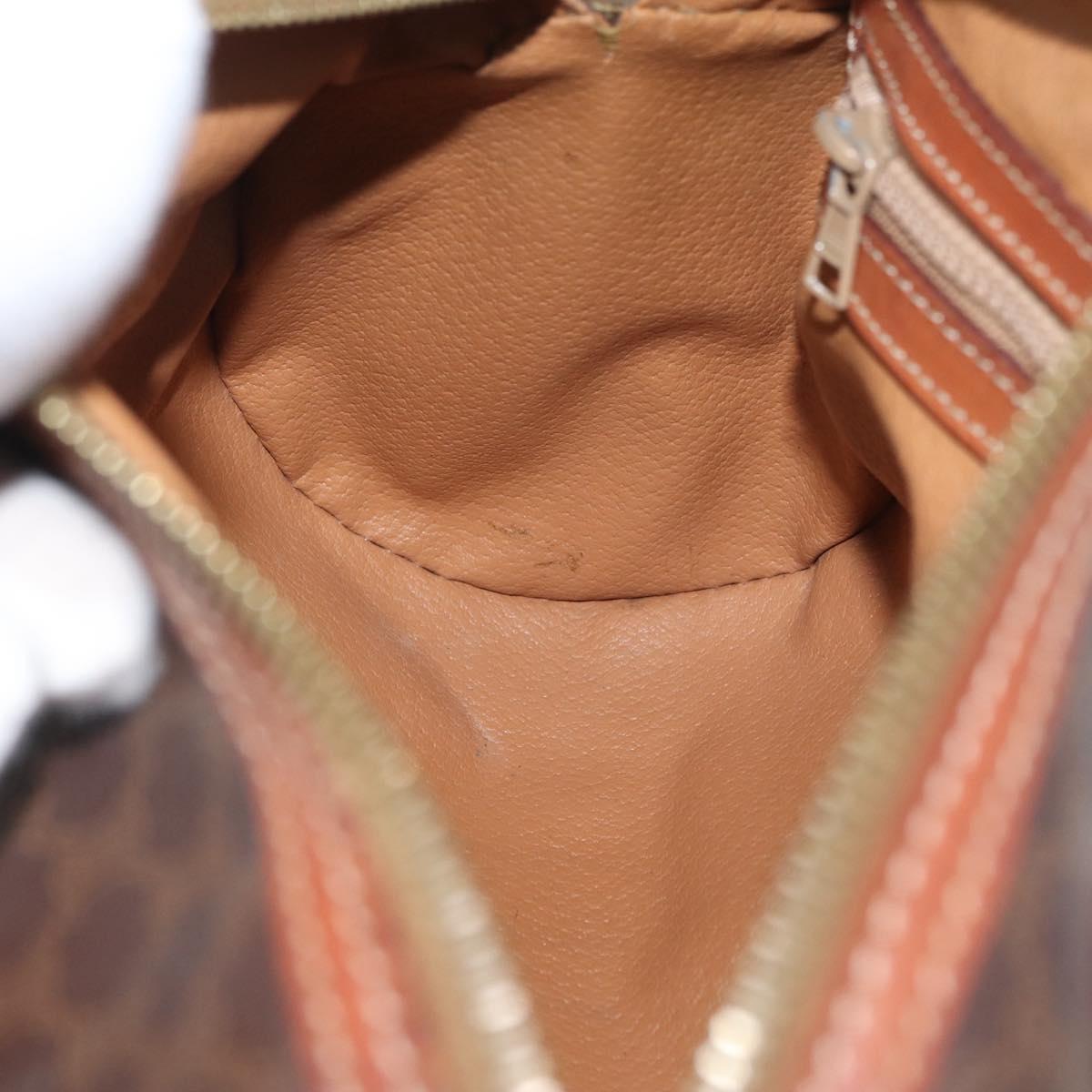 CELINE Macadam Canvas Hand Bag PVC Leather Brown Gold Auth mr2020