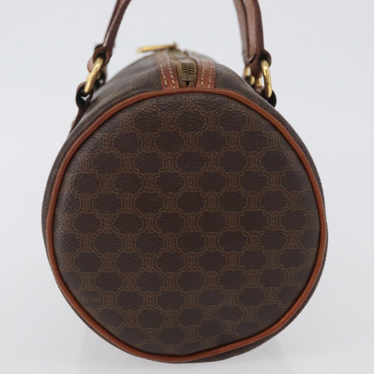 CELINE Macadam Canvas Hand Bag PVC Leather Brown Gold Auth mr2020